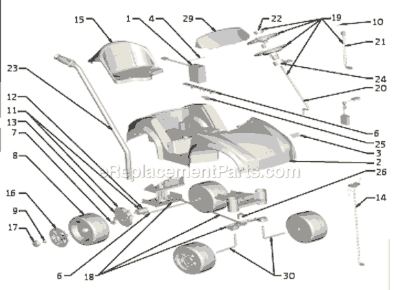 Page A Diagram and Parts List for R2510  Power Wheels Ride-On Cars